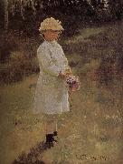 Ilia Efimovich Repin Holding a bouquet of girls France oil painting reproduction